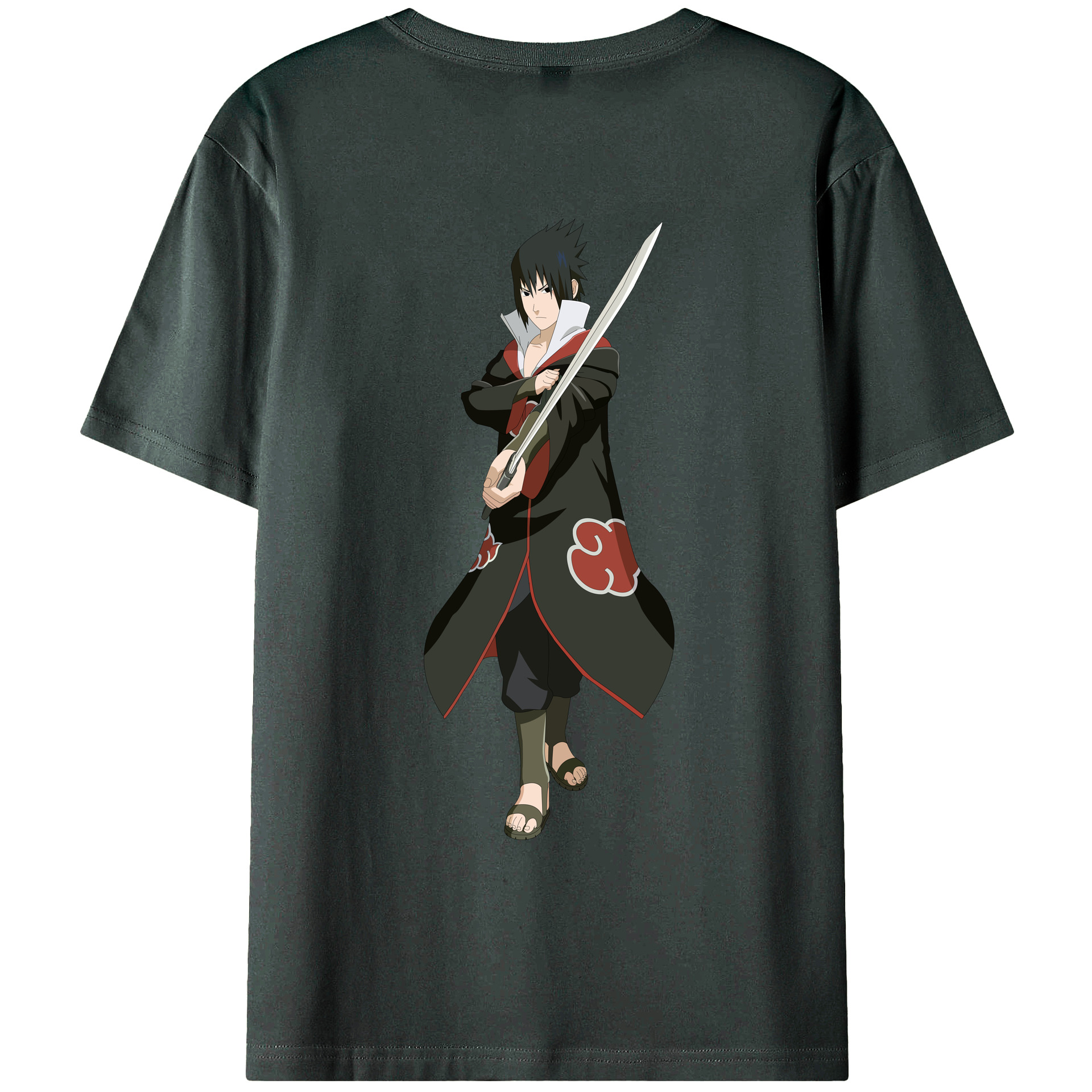 （画像用） NARUTO -ナルト- うちは サスケ Uchiha Sasuke 綿100％ メンズ半袖Tシャツ（バックプリント） 通気性